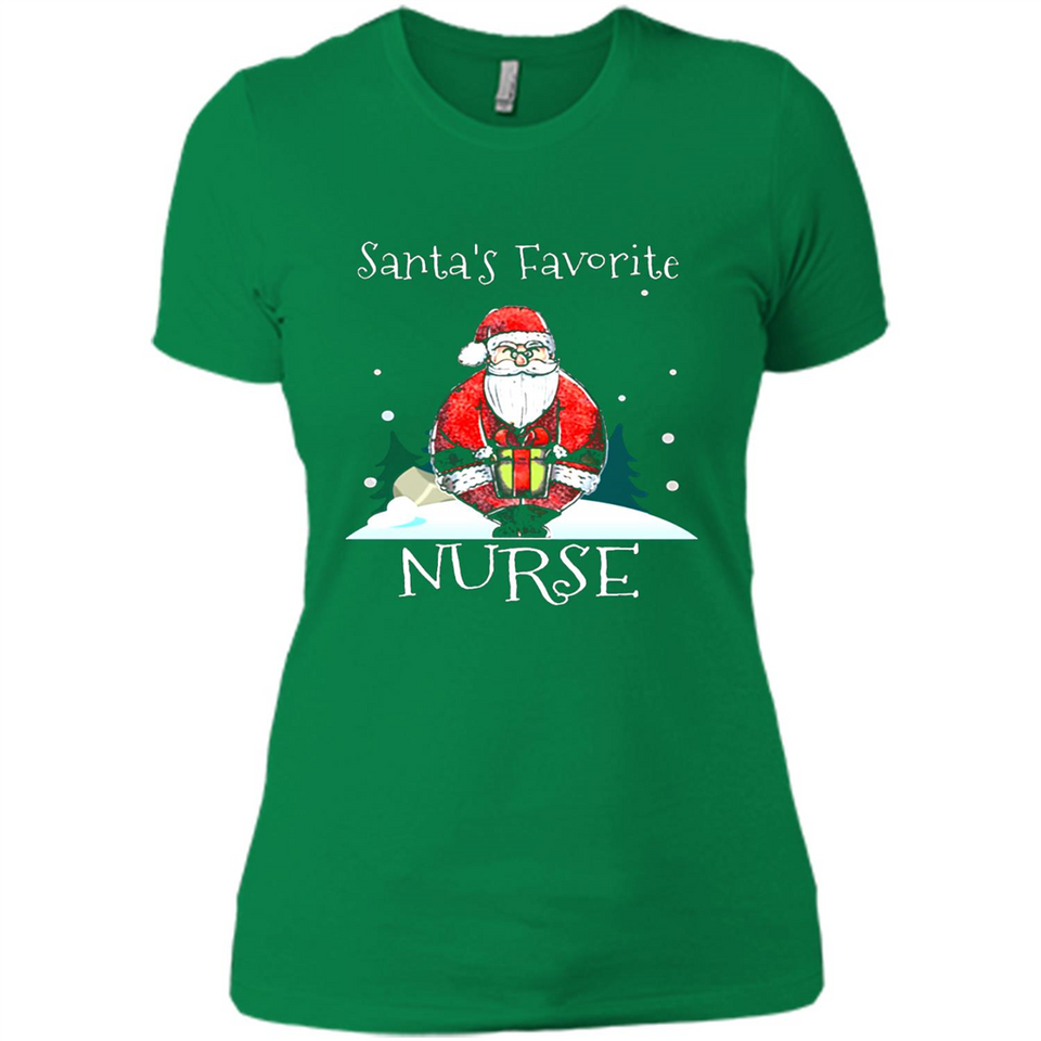 Funny Christmas Nurse Shirt, Santa_s Favorite Nurse - Ladies' Boyfriend T-Shirt