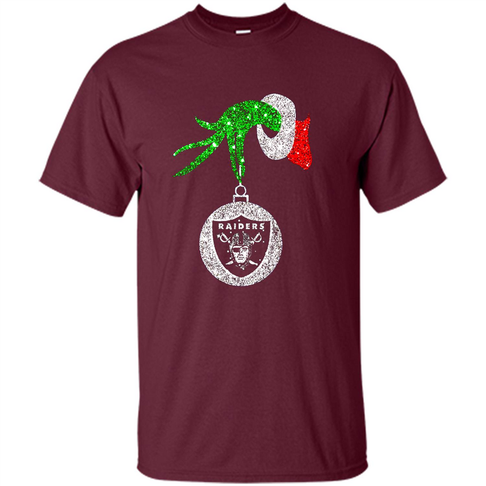 Amazing tee Oakland Raiders Glitter Grinch Monogram Ornament Christmas Gift - Shirt