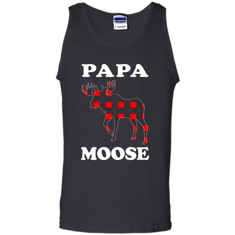 Papa Moose Funny Christmas Plaid Buffalo T-Shirt - Tank Top