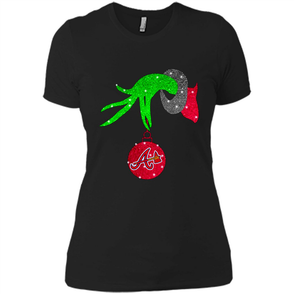 GRINCH HAND HOLDING ATLANTA BRAVES GLITTER CHRISTMAS PINGPONG
