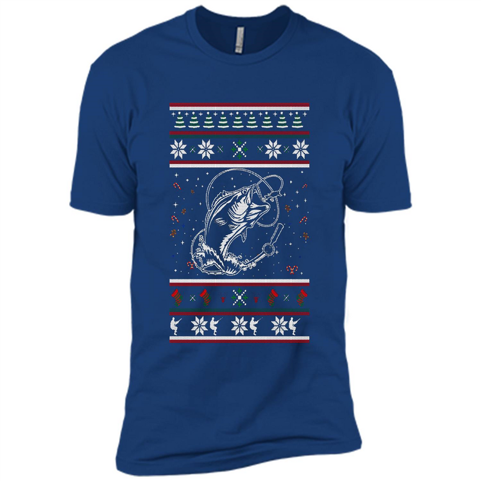 Christmas Ugly Sweater Fishing Ugly Christmas Sweater - Premium Short Sleeve T-Shirt