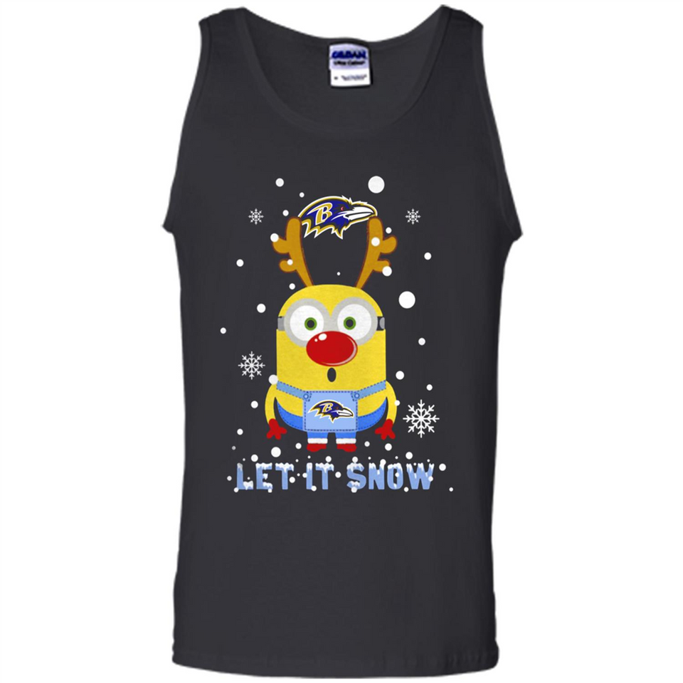 Minion Baltimore Ravens Ugly Christmas Sweater Let it Snow - Tank Top