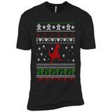 Dinosaur and Santa Ugly Christmas Sweater - Premium Short Sleeve T-Shirt