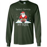 Funny Christmas Nurse Shirt, Santa_s Favorite Nurse - Long Sleeve T-Shirt