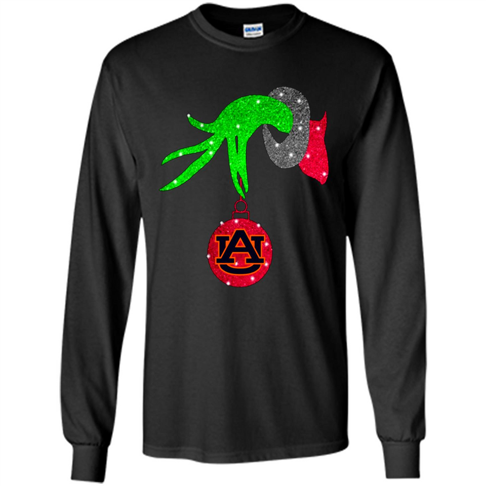 GRINCH HAND HOLDING AUBURN TIGERS GLITTER CHRISTMAS PINGPONG