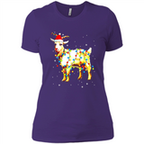 Christmas Lights Goat Wearing Santa Hat T-Shirt - Ladies' Boyfriend T-Shirt