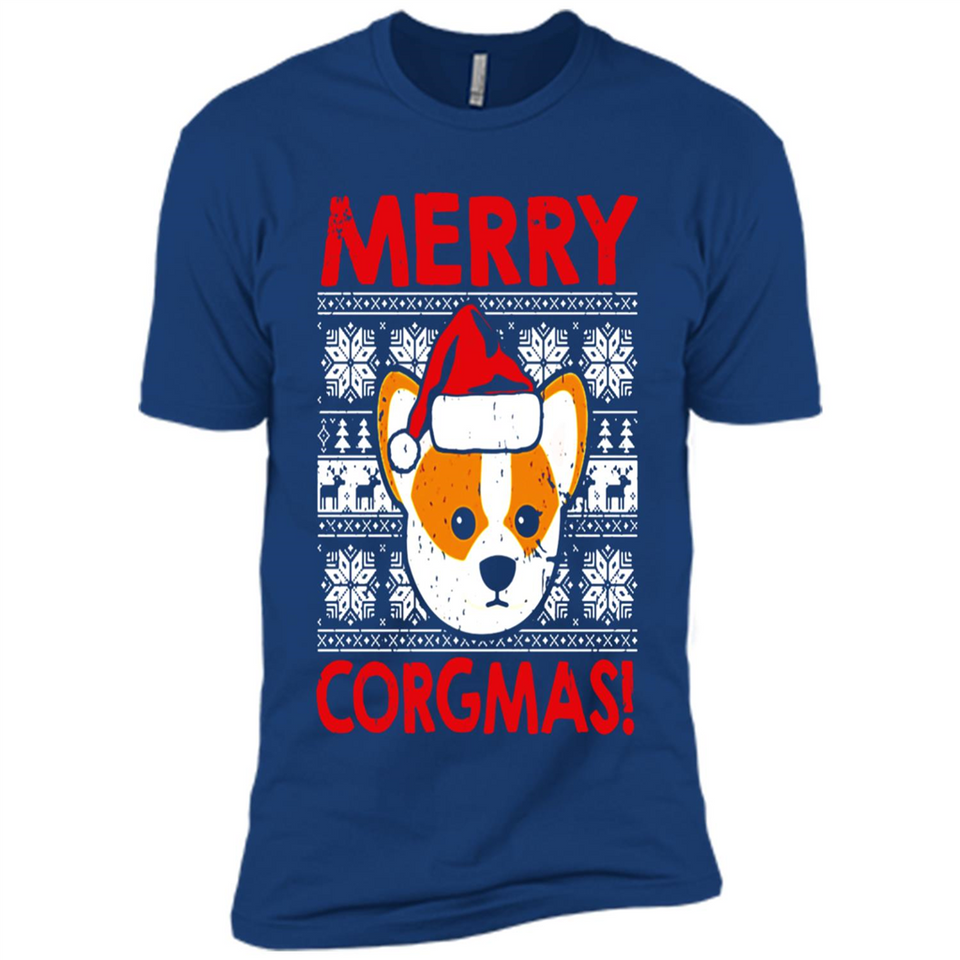 Funny Christmas Santa Corgi Dog Merry Corgmas - Premium Short Sleeve T-Shirt