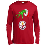 Fantastic Pittsburgh Steelers Glitter Grinch Monogram Ornament Christmas Gift - Canvas Long Sleeve T-Shirt