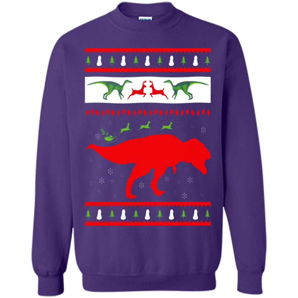 Dinosaur and Santa Clause Ugly Christmas Sweater - Sweatshirt