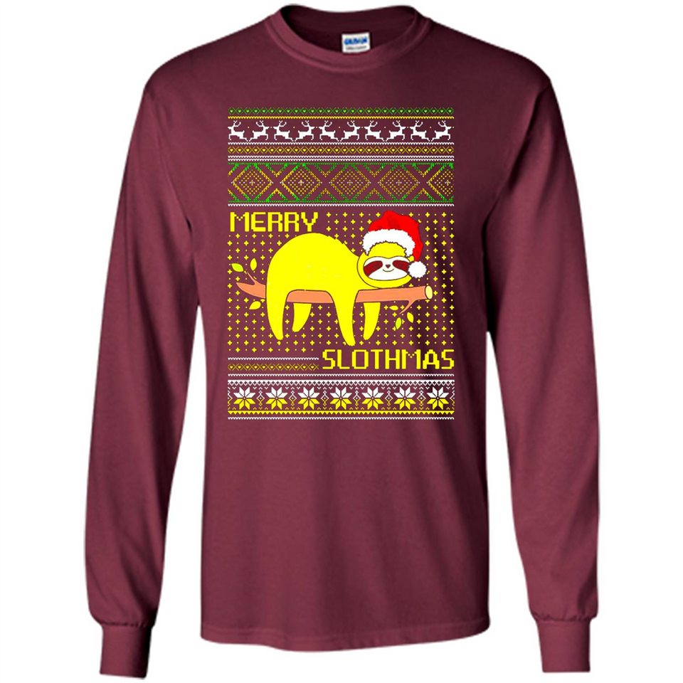 Merry Slothmas Sloth Christmas Sweater PINGPONG - Long Sleeve T-Shirt