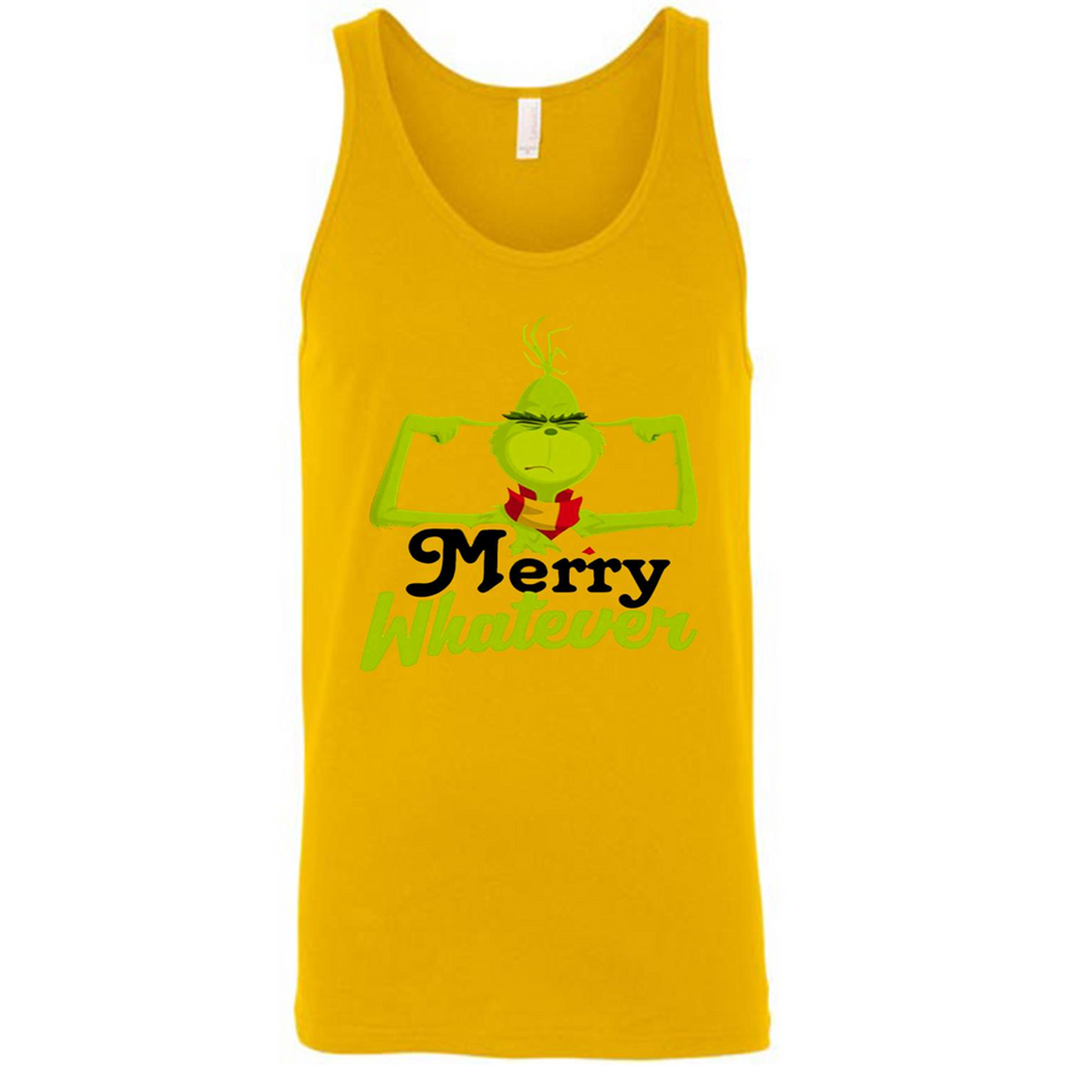 Grinch Merry Whatever Funny Christmas Sporty - Canvas Unisex Tank