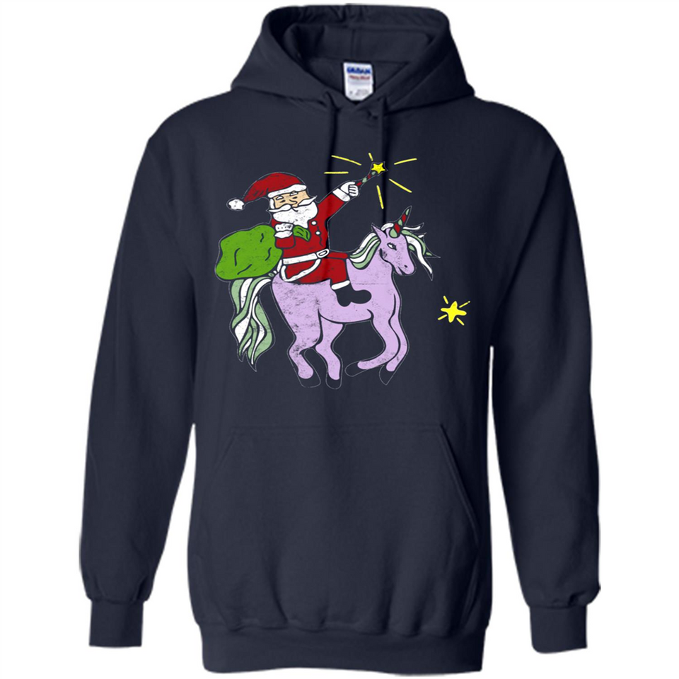 Distressed Retro Santa Riding Unicorn - Hoodie