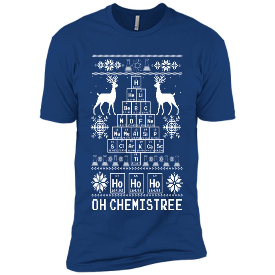Oh Chemistry Tree Ugly Christmas Sweater - Premium Short Sleeve T-Shirt