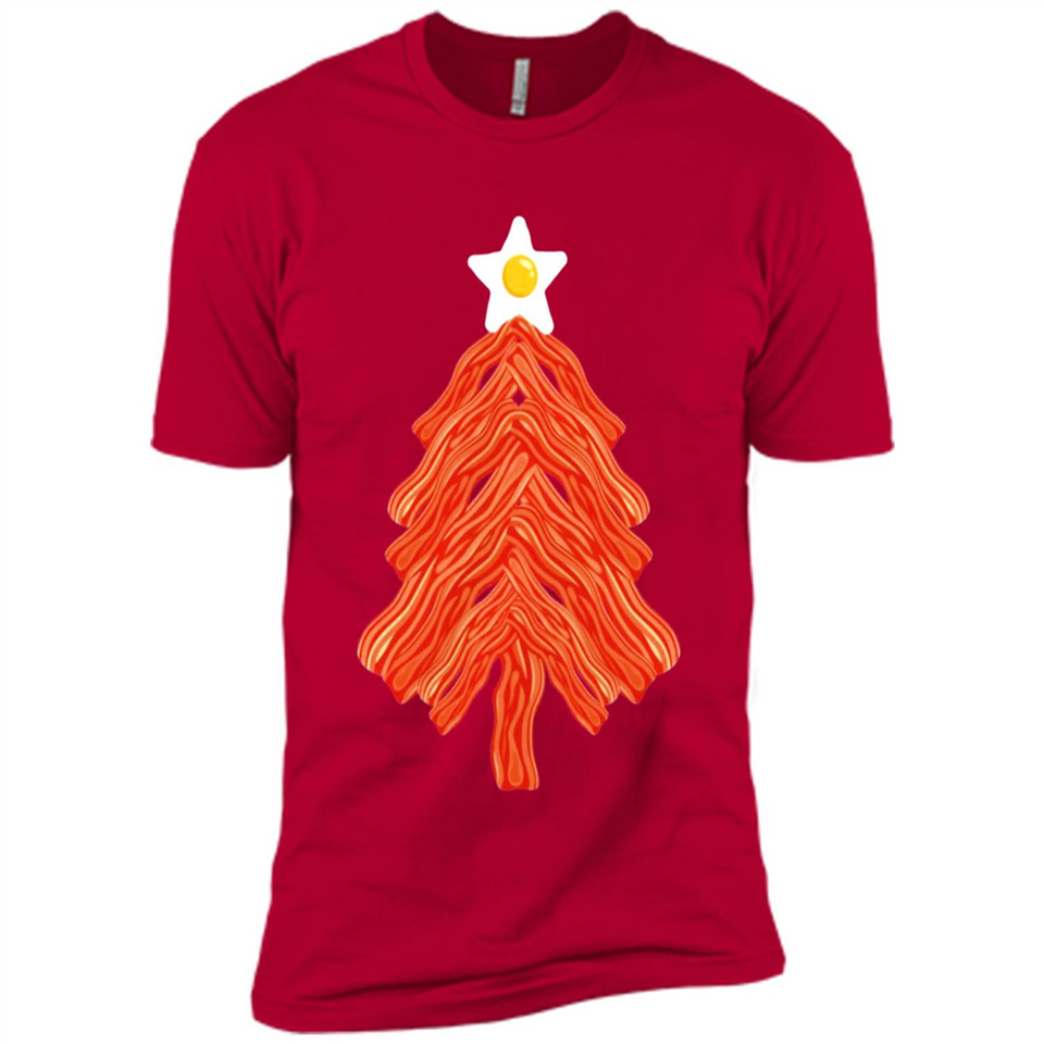 Bacon & Eggs Over Easy Fried Food Breakfast Xmas Tree Foodie - Premium Short Sleeve T-Shirt