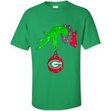 GRINCH HAND HOLDING GEORGIA BULLDOGS GLITTER CHRISTMAS PINGPONG