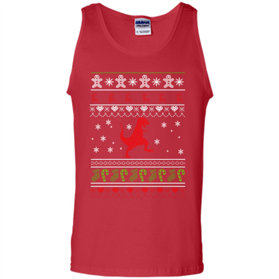 Dinosaur and Santa Ugly Christmas Sweater - Tank Top