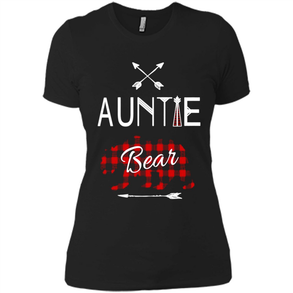 Aunt Shirt Buffalo Plaid Family Camp Bear Tee - Ladies' Boyfriend T-Shirt