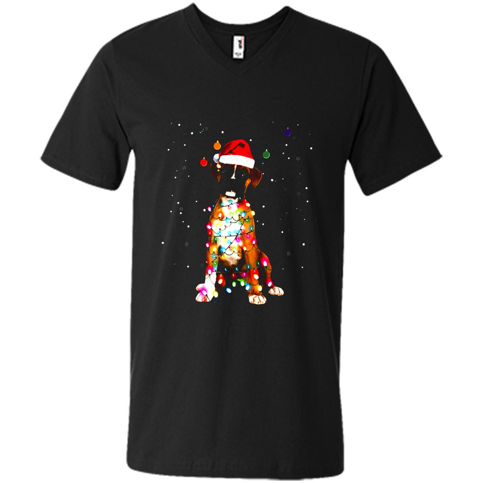 Christmas Lights Boxer Dog Funny Xmas Sweatshirt - Men's V-Neck