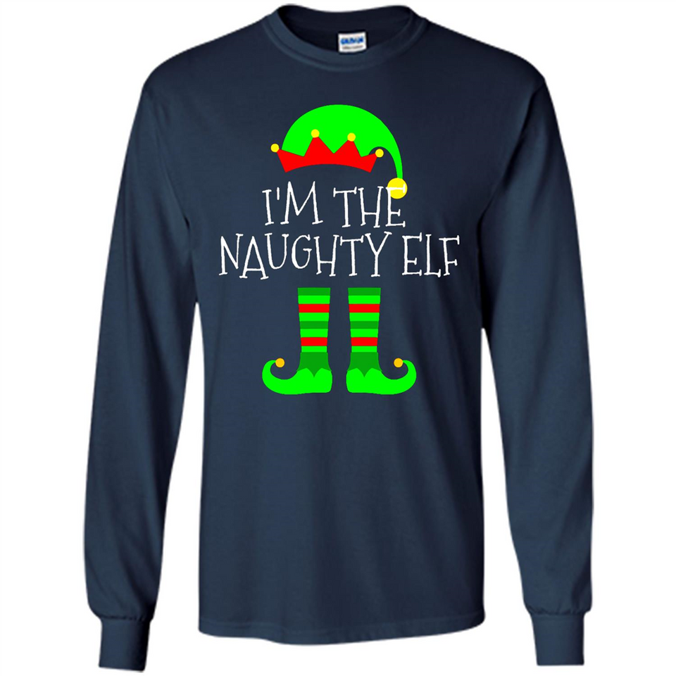 Matching Family Christmas Shirt Funny I'm The Naughty Elf Black mugs PINGPONG - Long Sleeve T-Shirt