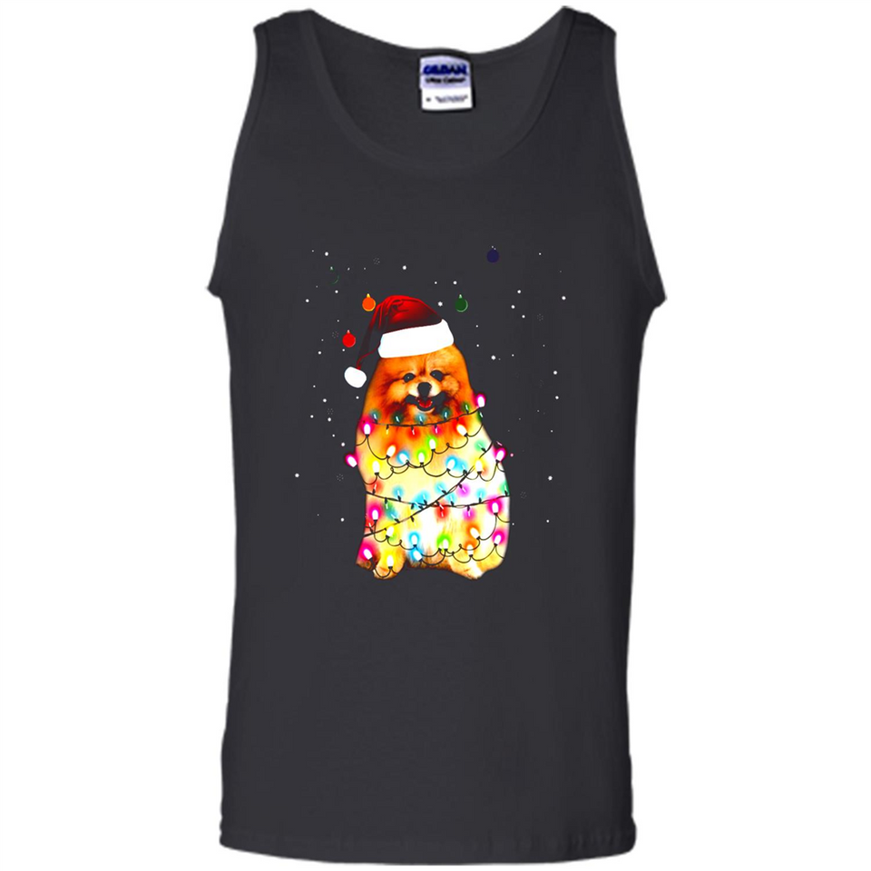 Pomeranian Santa Lights Christmas Dog Xmas Sweatshirt - Tank Top