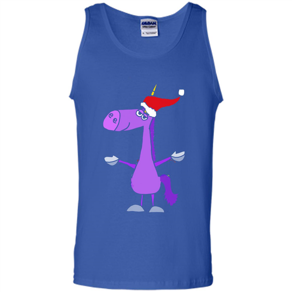 Funny Christmas Unicorn in Santa Hat - Tank Top