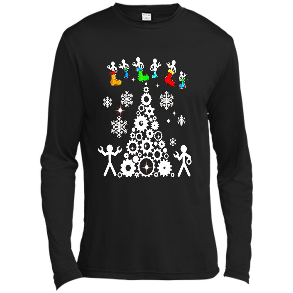 Funny Mechanics Ugly Christmas 2018 - Canvas Long Sleeve T-Shirt