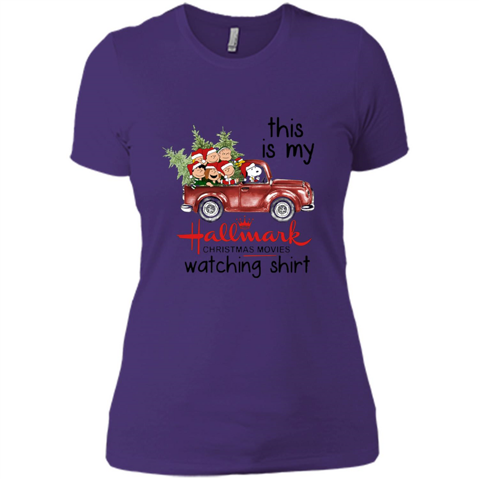 Snoopy This Is My Hallmark Christmas Movies Watching T-Shirt - Ladies' Boyfriend T-Shirt