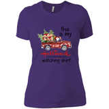 Snoopy This Is My Hallmark Christmas Movies Watching T-Shirt - Ladies' Boyfriend T-Shirt