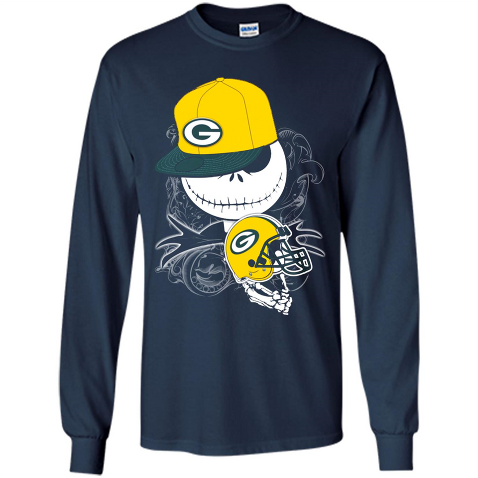 Jack Skellington The Nightmare Before Christmas-Packers Football - Long Sleeve T-Shirt