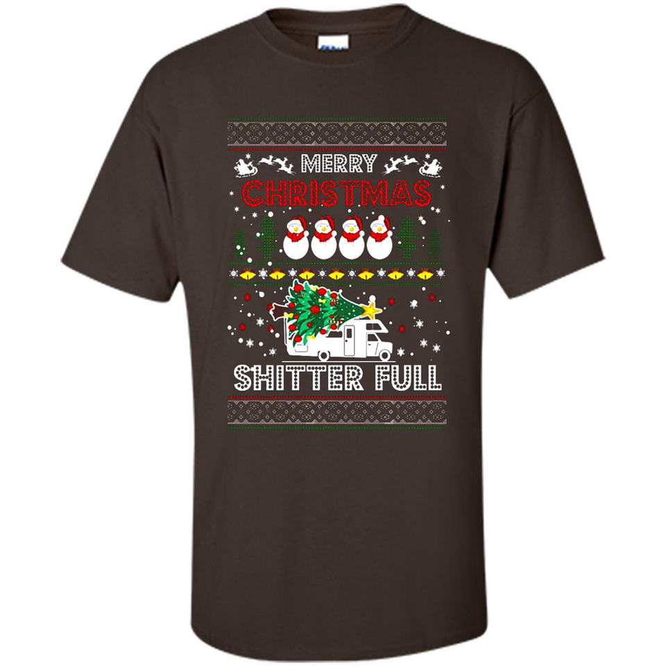 Merry Christmas Shitter Full Christmas Tree Snowman Sweater PINGPONG - Shirt