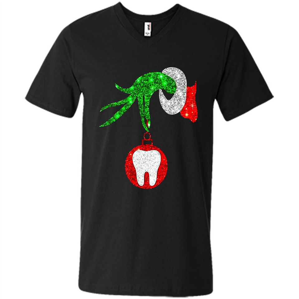 Christmas Nurse Grinch hand holding clinic dental ornament - Men's V-Neck