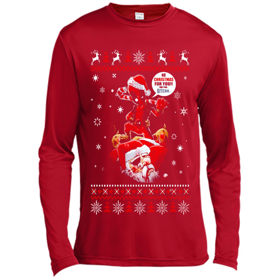 No Christmas for You – Deadpool Santa Claus Ugly Sweater - Canvas Long Sleeve T-Shirt