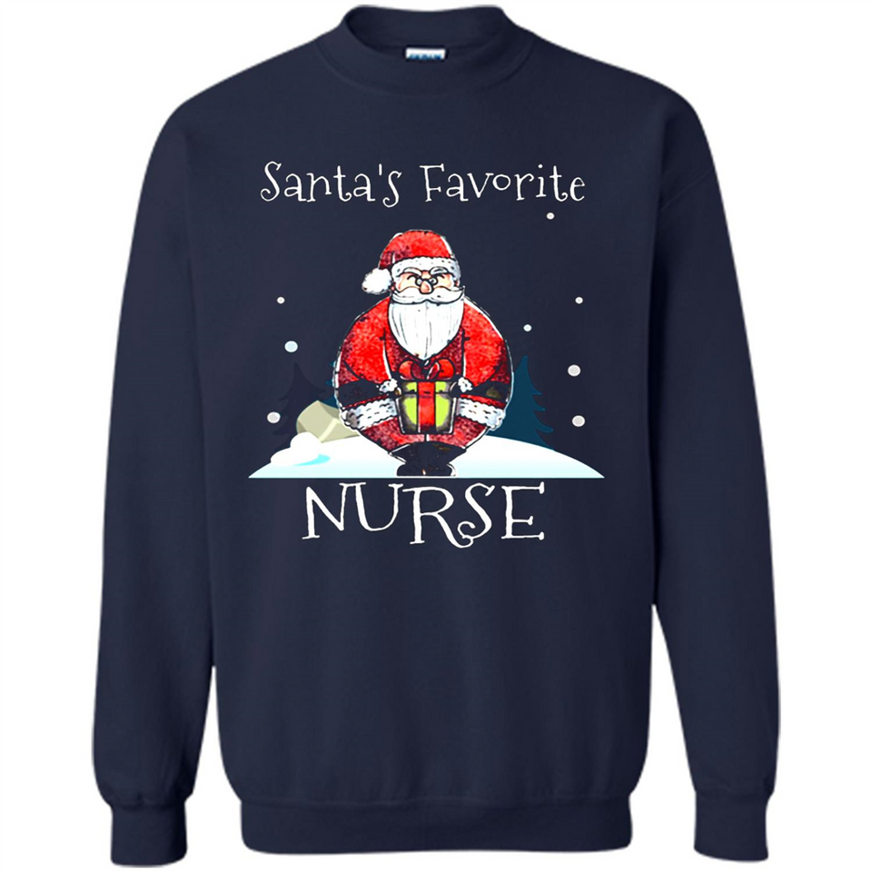 Funny Christmas Nurse Shirt, Santa_s Favorite Nurse - Sweatshirt