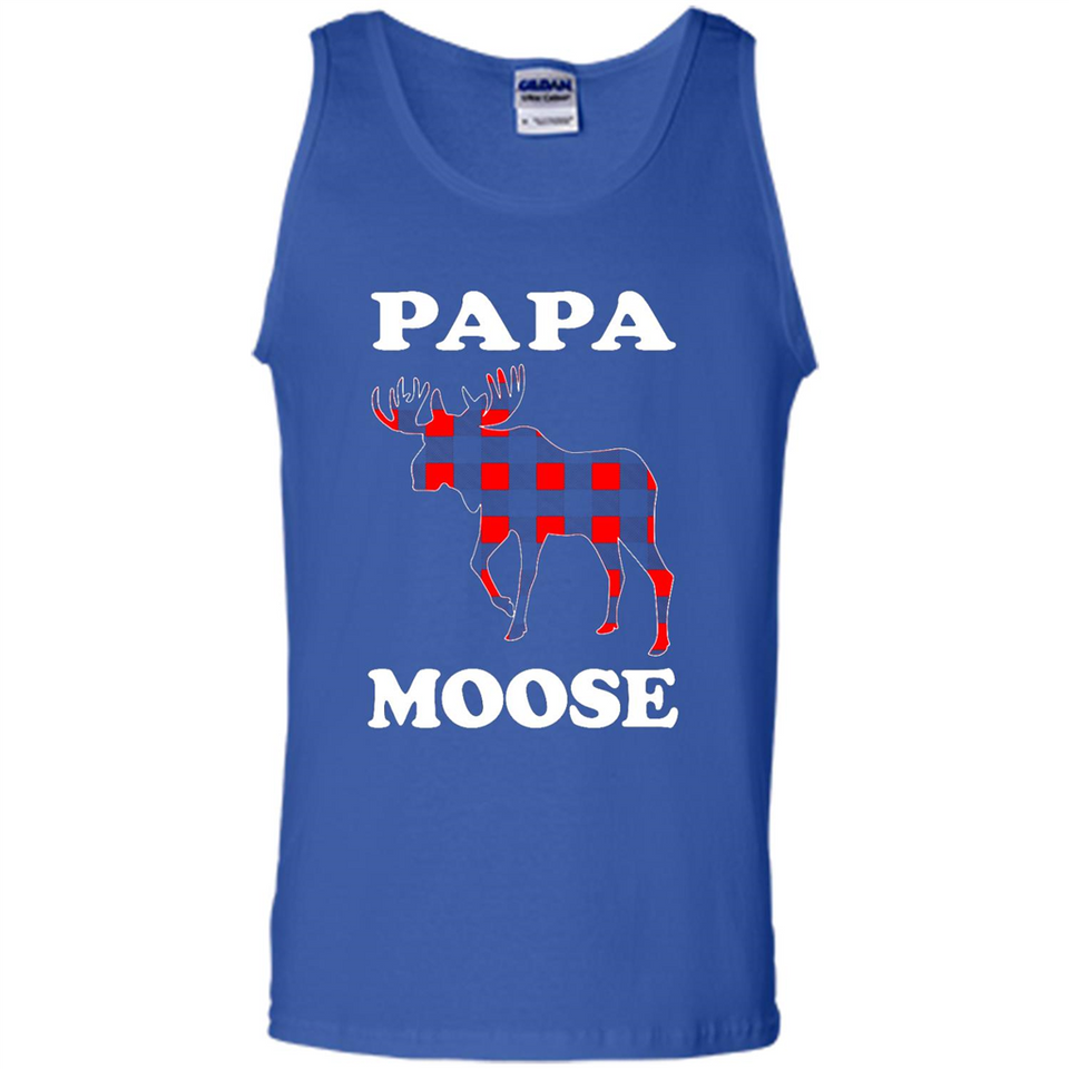 Papa Moose Funny Christmas Plaid Buffalo T-Shirt - Tank Top