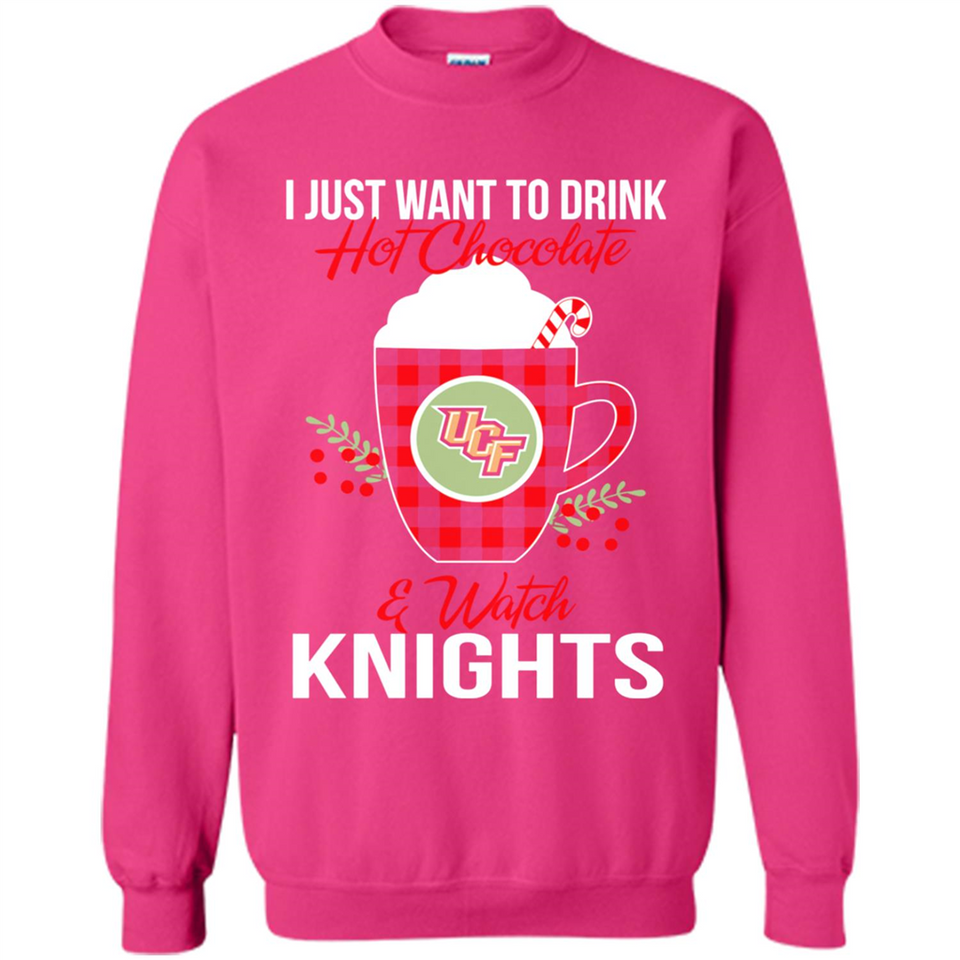 I Just Want To Drink Hot Chocolate & Watch UCF Knights Ugly Christmas Sweater PINGPONG