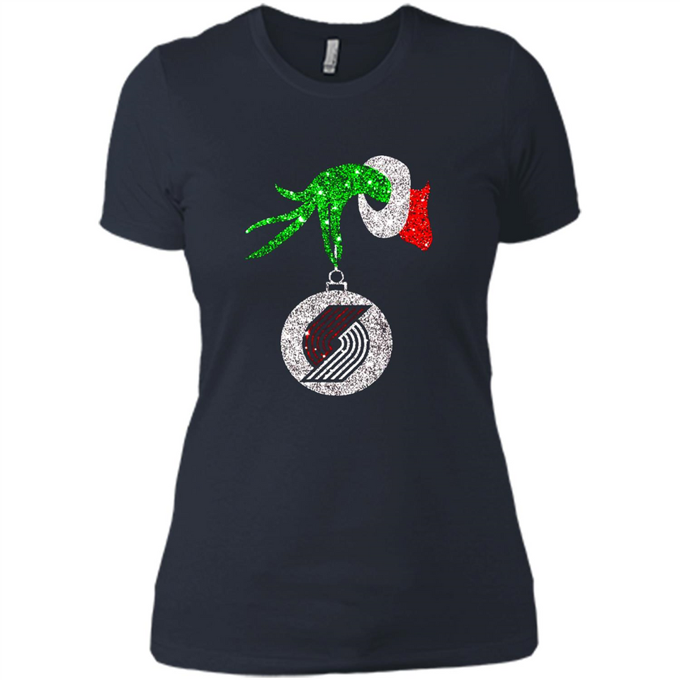 Amazing shirt Portland Trail Blazers Glitter Grinch Monogram Ornament Christmas - Ladies' Boyfriend T-Shirt