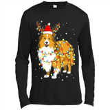 Christmas Lights Shetland Sheepdog Wearing Santa Hat Funny Xmas - Canvas Long Sleeve T-Shirt