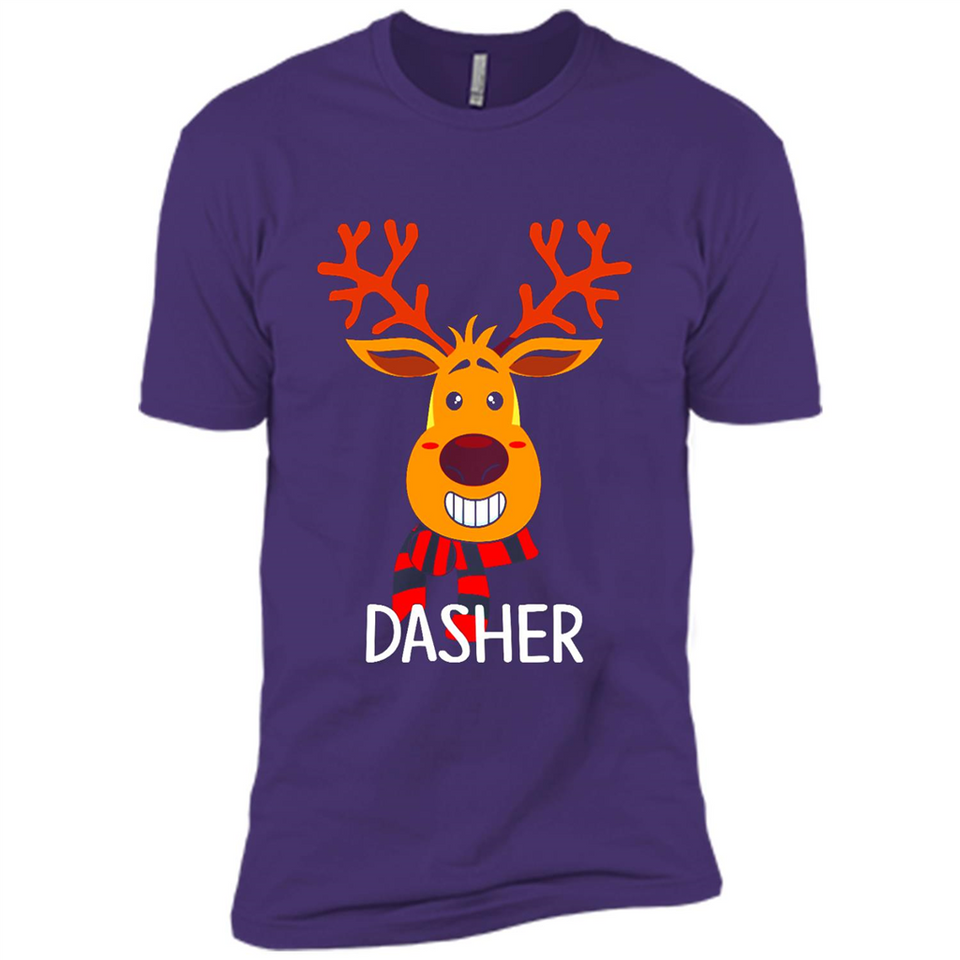 Dasher Reindeer Santa Claus Funny Xmas Holiday T-Shirt - Premium Short Sleeve T-Shirt