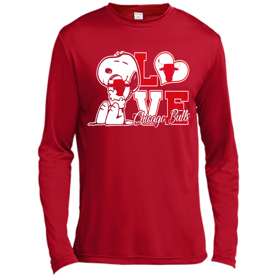 Snoopy loves NBA Chicago Bulls - Canvas Long Sleeve T-Shirt