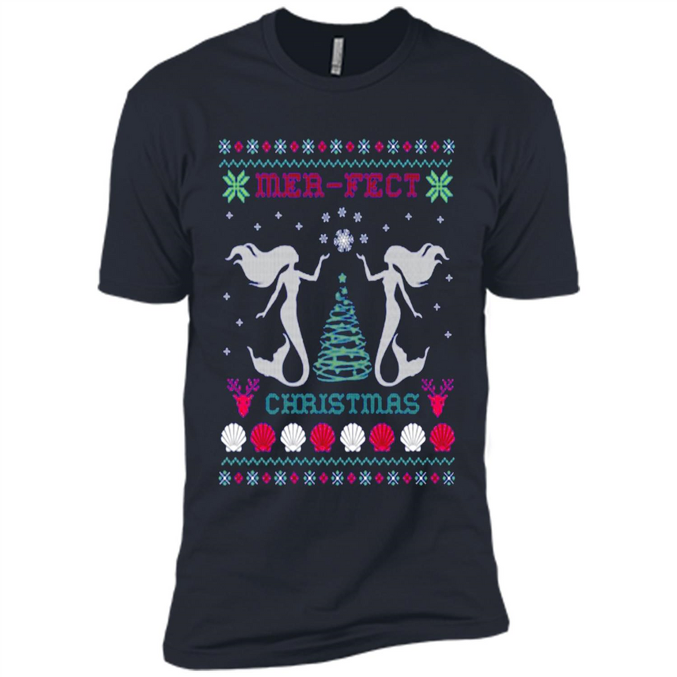 Mermaid Mer-Fect Ugly Christmas Sweater - Premium Short Sleeve T-Shirt