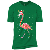 Christmas Lights Flamingo Wearing Santa Hat Funny Xmas - Premium Short Sleeve T-Shirt