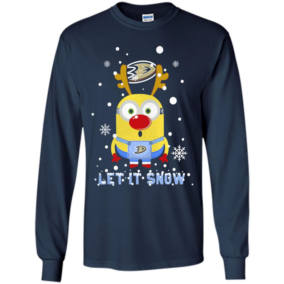 Minion Anaheim Ducks Ugly Christmas Sweater Let it Snow - Long Sleeve T-Shirt