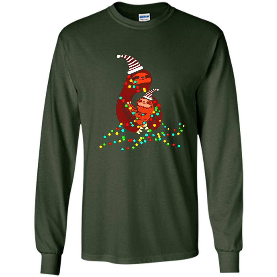 Christmas Lights Sloth Long Sleeve Santa Sloth - Long Sleeve T-Shirt