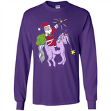 Distressed Retro Santa Riding Unicorn - Long Sleeve T-Shirt