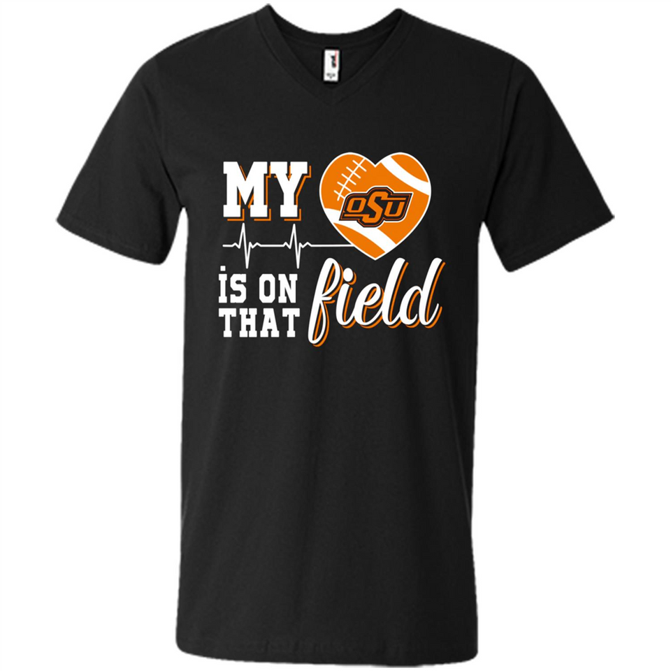 Oklahoma State Cowboys Football My Heart is on that Field - Men's V-Neck