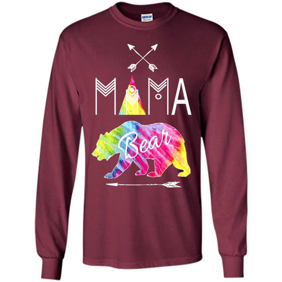 Mama Bear Shirt Tie Dye Family Vacation & Camping Tee - Long Sleeve T-Shirt
