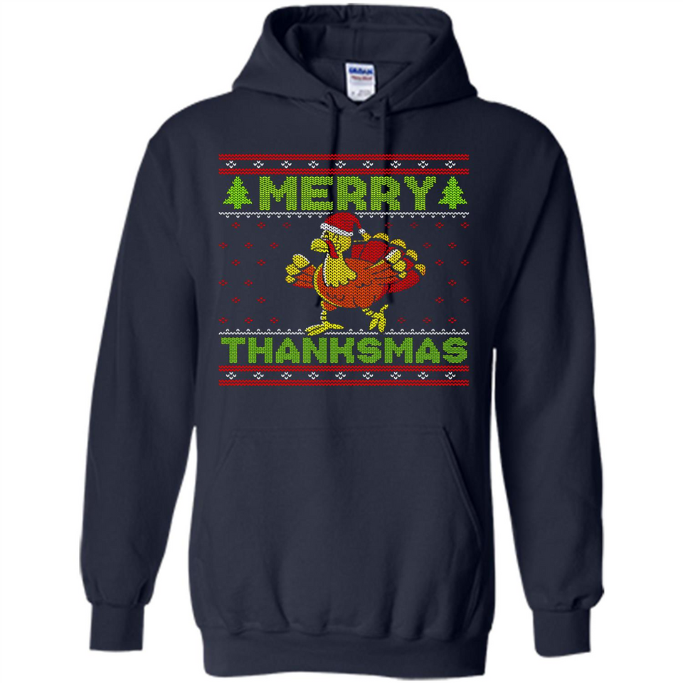 Merry Thankmas Ugly Xmas Thanksgiving Turkey Sweatshirt - Hoodie