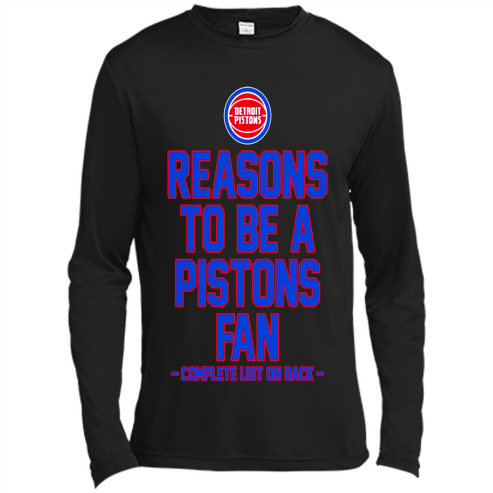 Reasons to be a Detroit Pistons Fan Complete List on Back - Canvas Long Sleeve T-Shirt