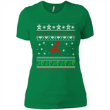 Dinosaur and Santa Ugly Christmas Sweater - Ladies' Boyfriend T-Shirt