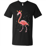 Christmas Lights Flamingo Wearing Santa Hat Funny Xmas - Men's V-Neck